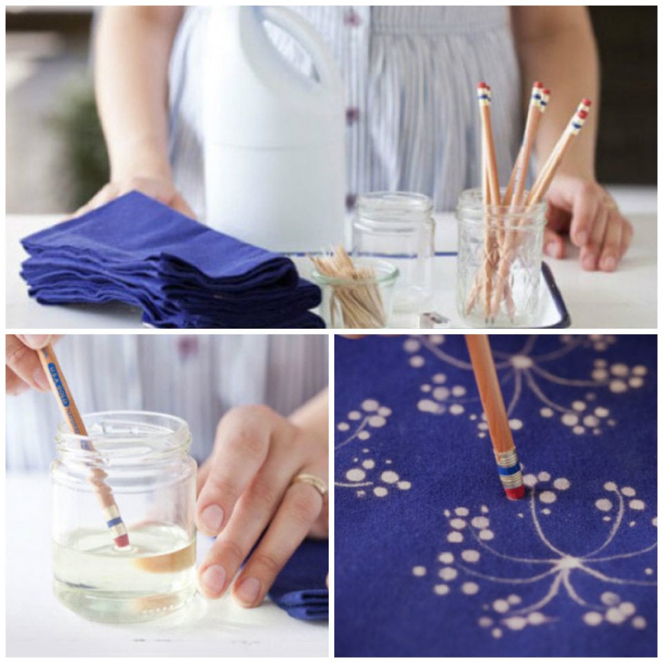 ECCO COME DISEGNARE CON LA CANDEGGINA PER DECORARE TESSUTI E INDUMENTI