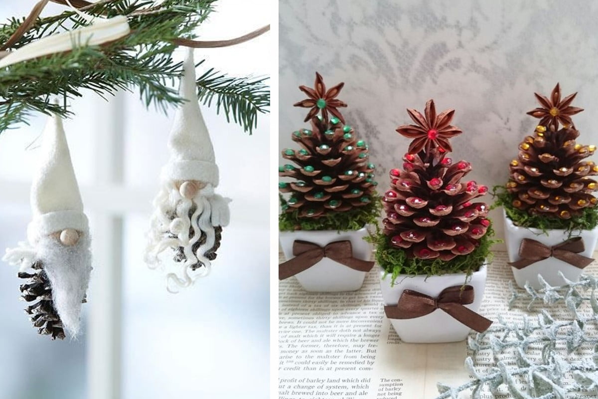 lavoretti creativi per natale pigne riciclo pigne natale