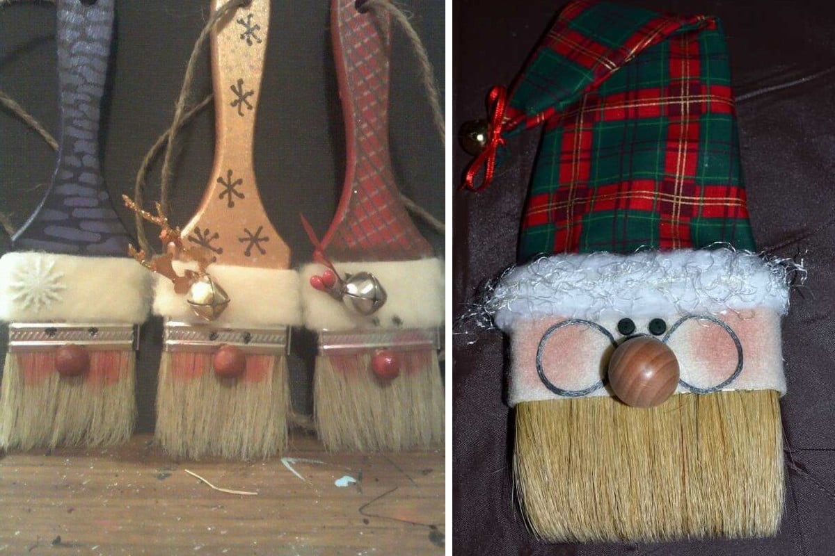 decorazioni natalizie di riciclo 20 riciclo vecchi pennelli 1