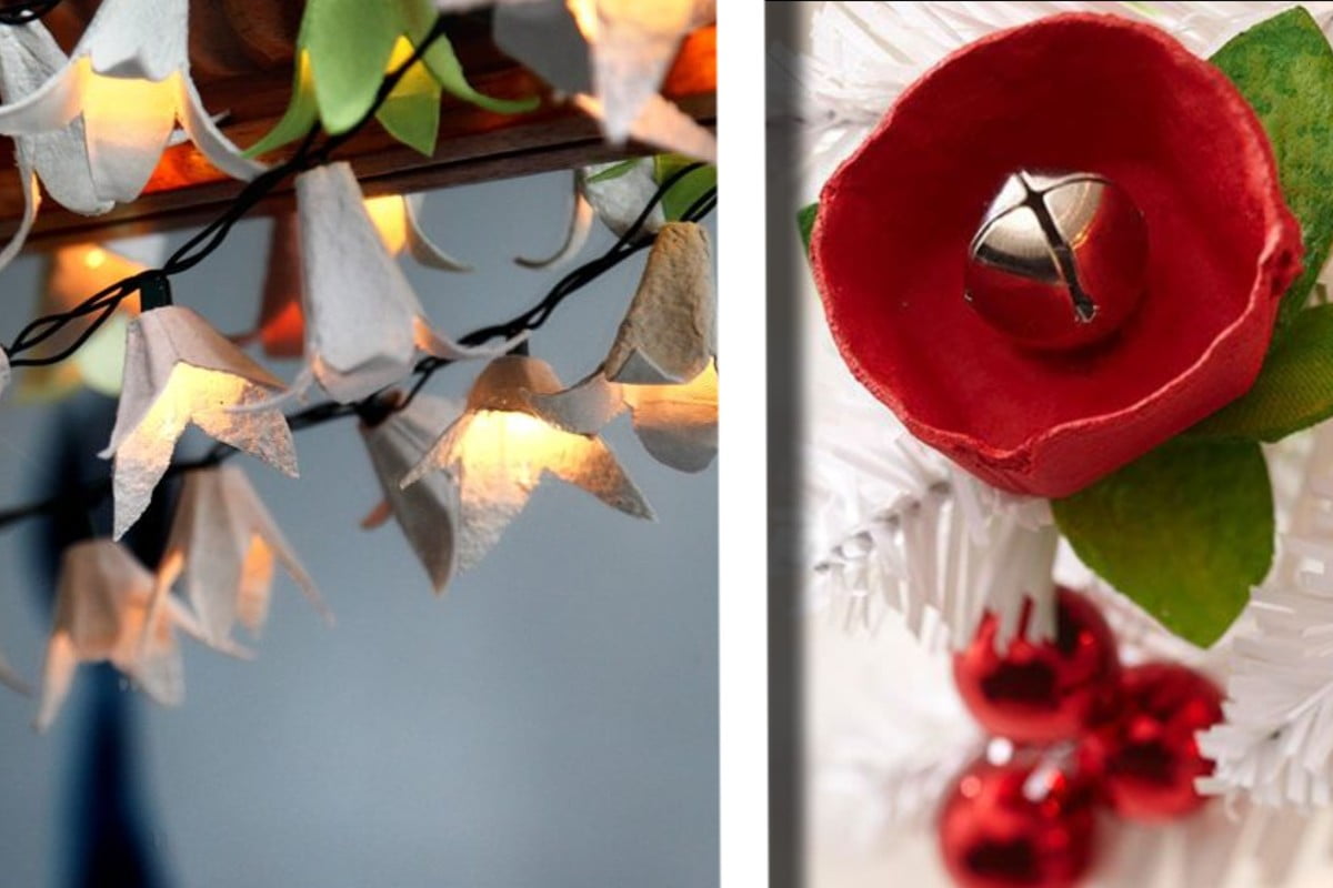 decorazioni natalizie riciclando cartoni delle riciclo cartoni delle uova natale