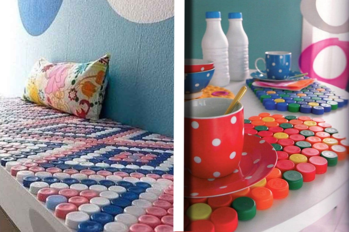 lavoretti con il riciclo dei riciclo tappi di plastica 2