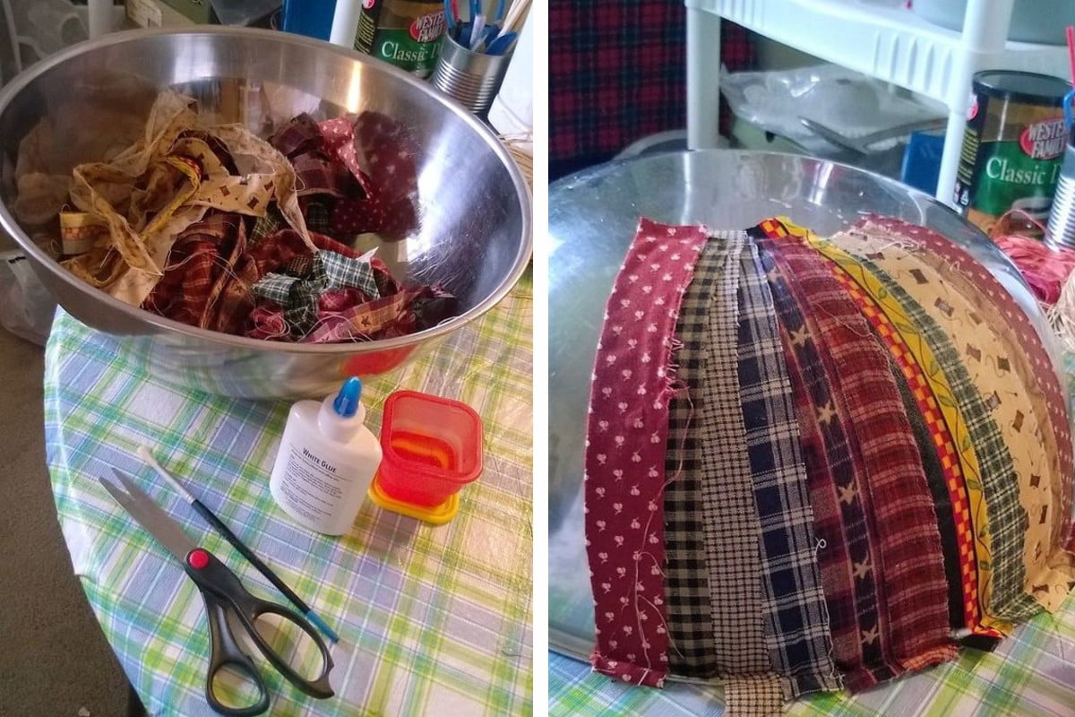 realizzare una ciotola con pezzi scampoli di stoffa