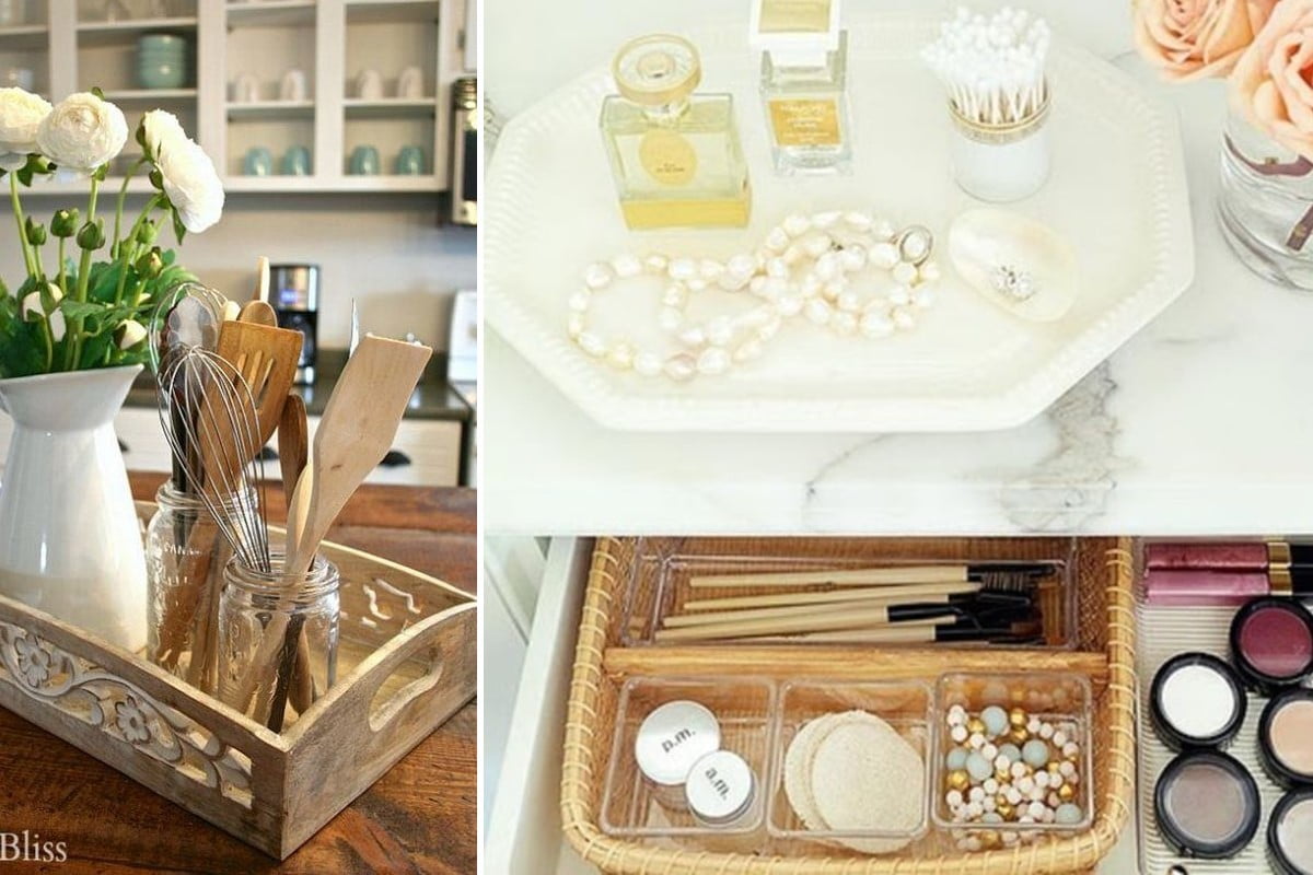 decorare casa con vassoi e riciclo vassoi e piatti