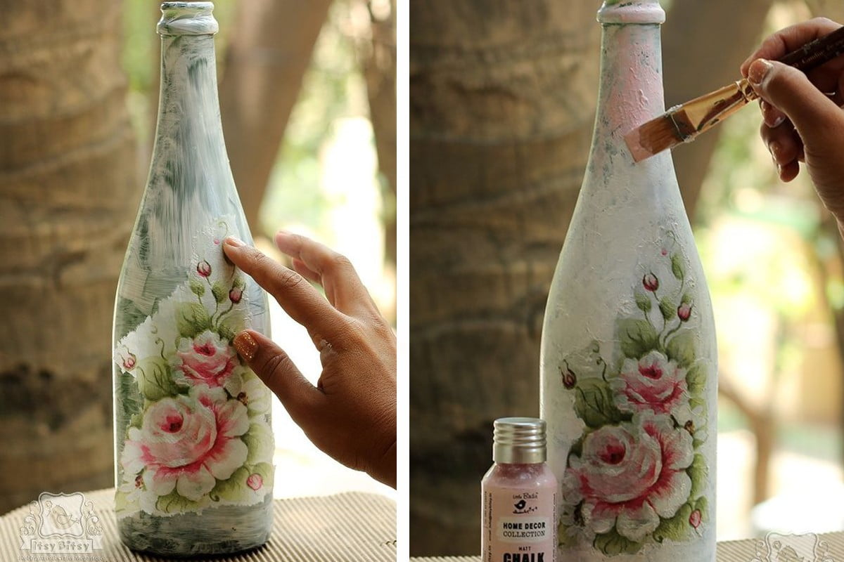 decoupage su vetro ecco come Decoupage su bottiglie