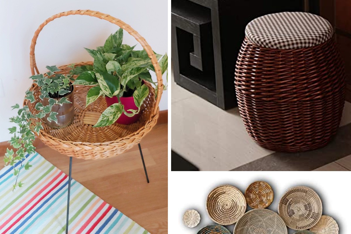 utilizzare il vimini per decorare cesti di vimini