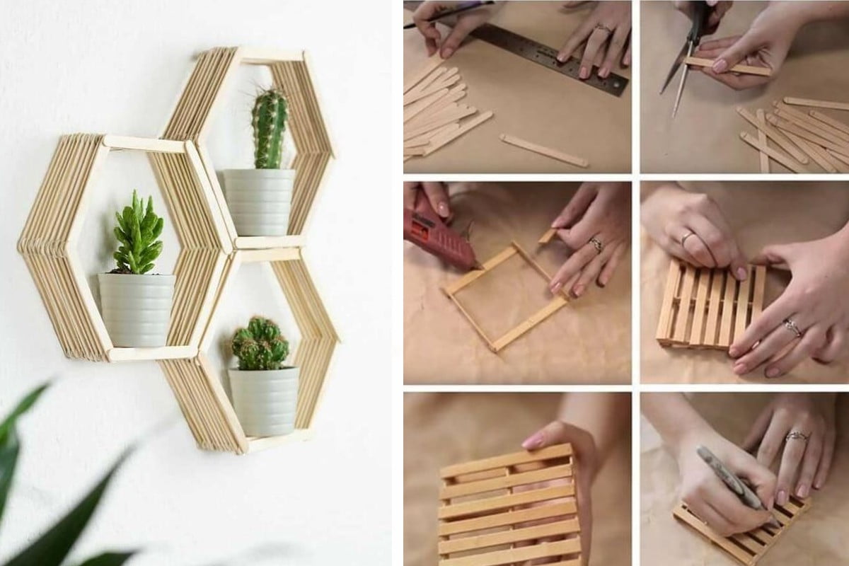 utilizzare stecche di legno idee riciclo stecchi gelato