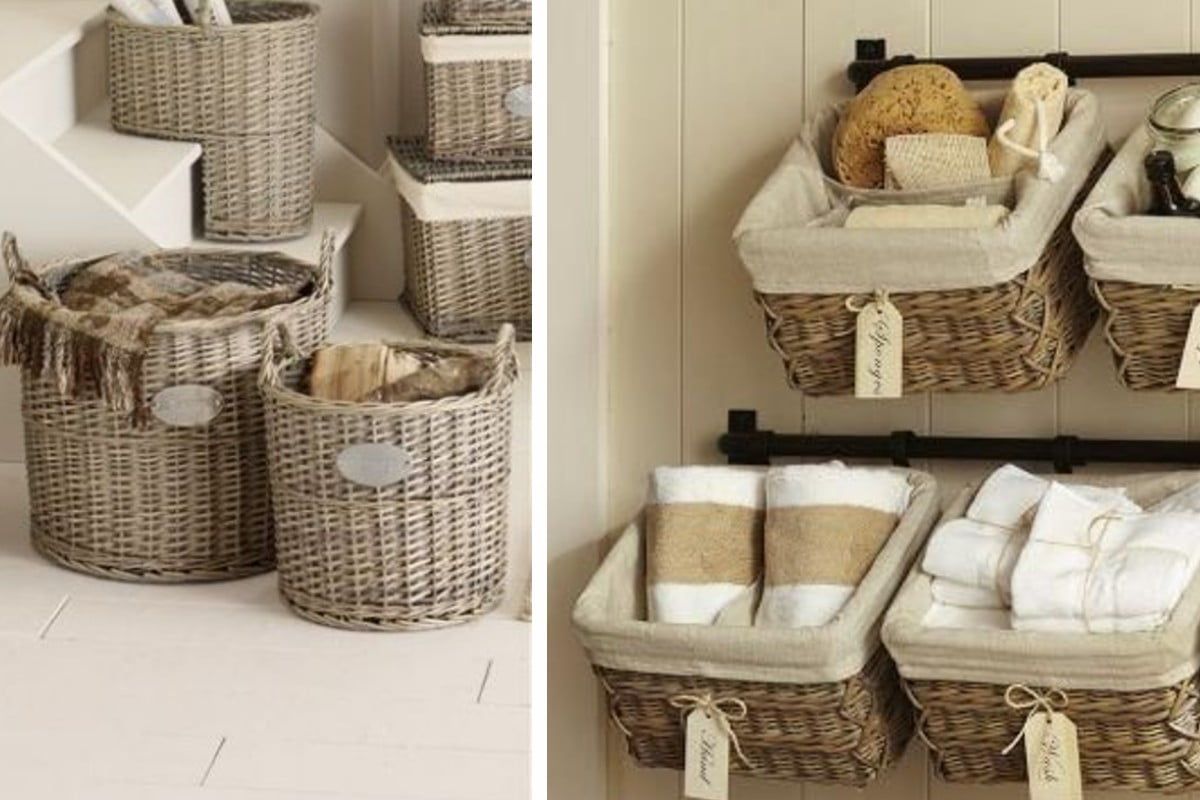 decorare casa con cesti in organizzare casa