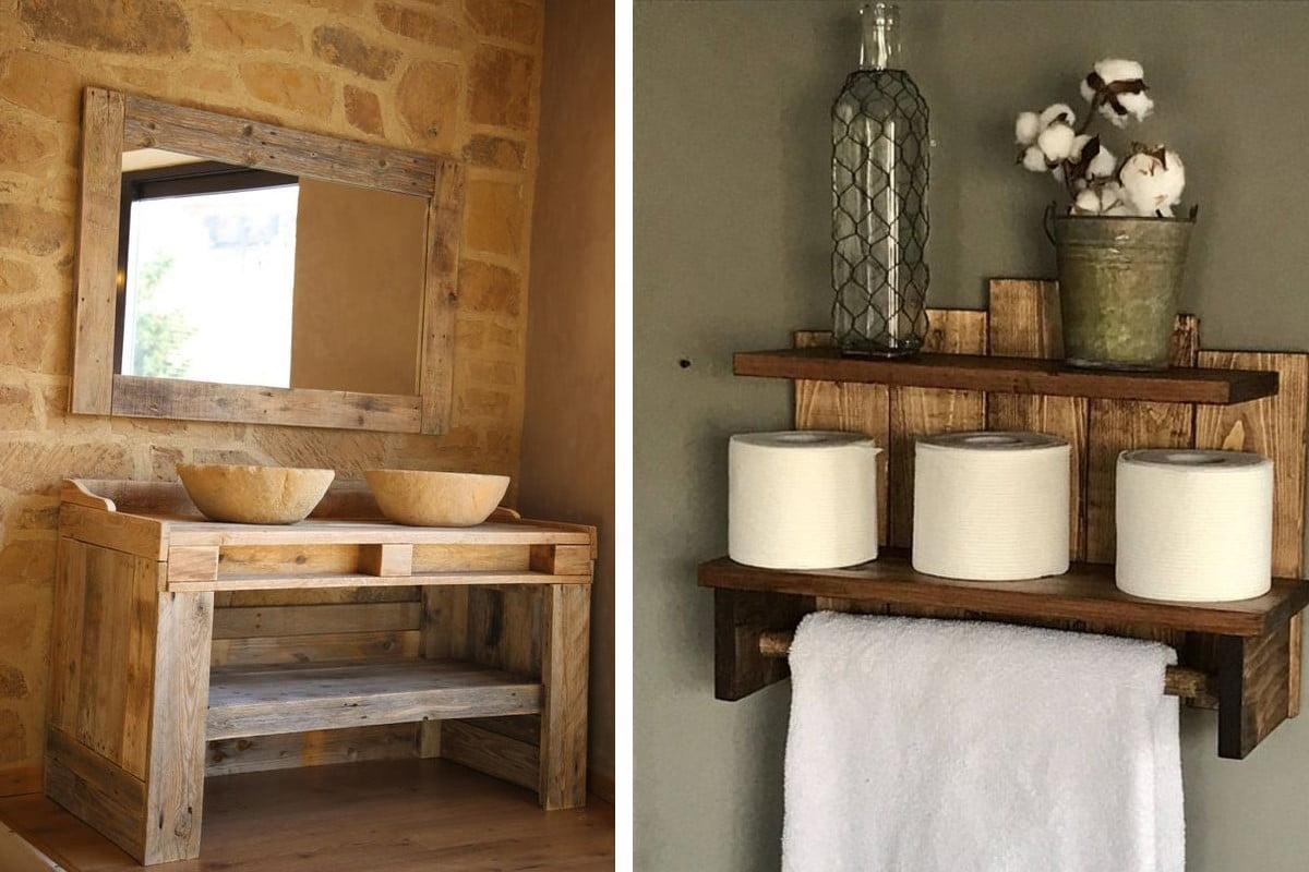 utilizzare il pallet per decorare pallet bagno