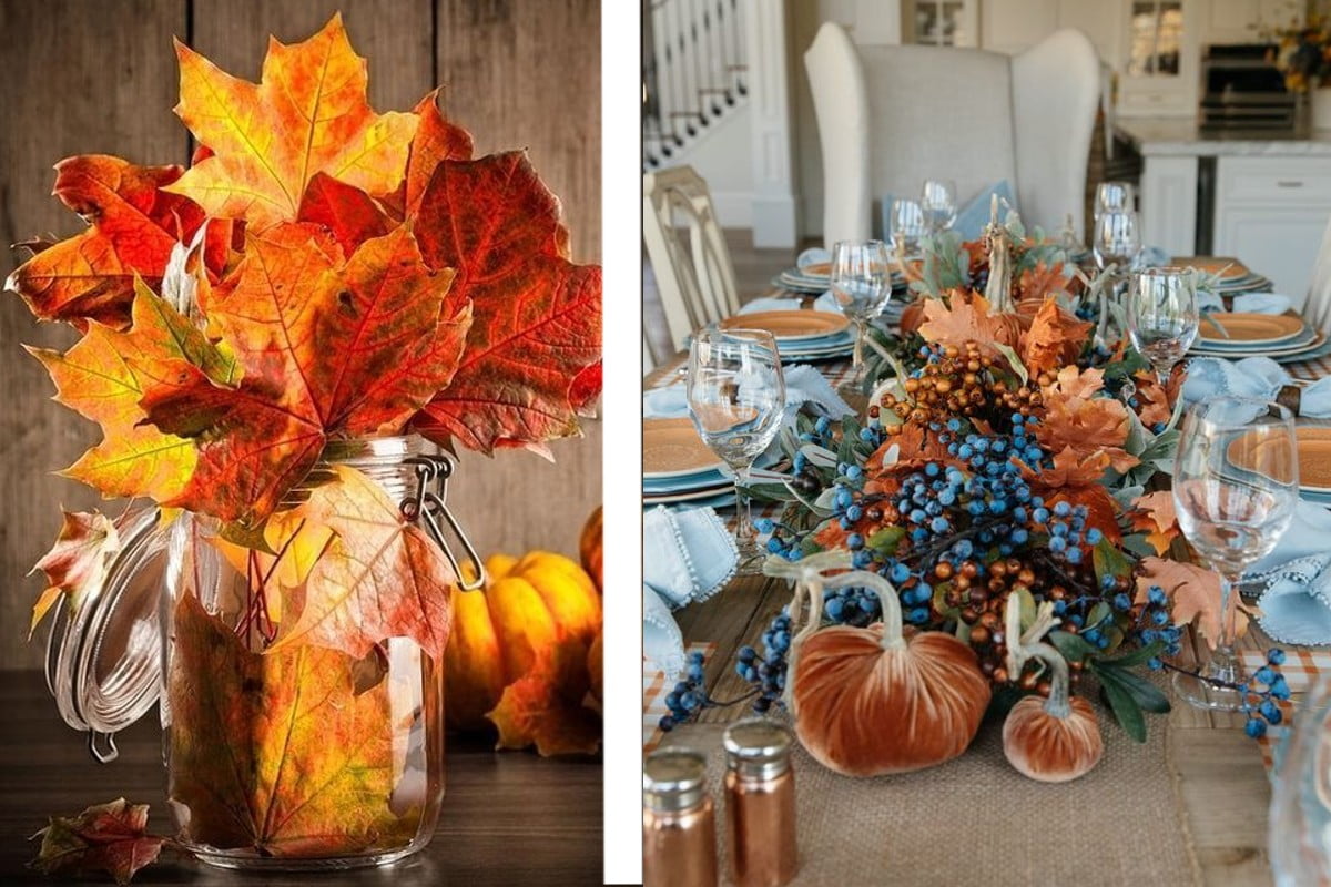 decorare la tavola in stile tavola autunnale