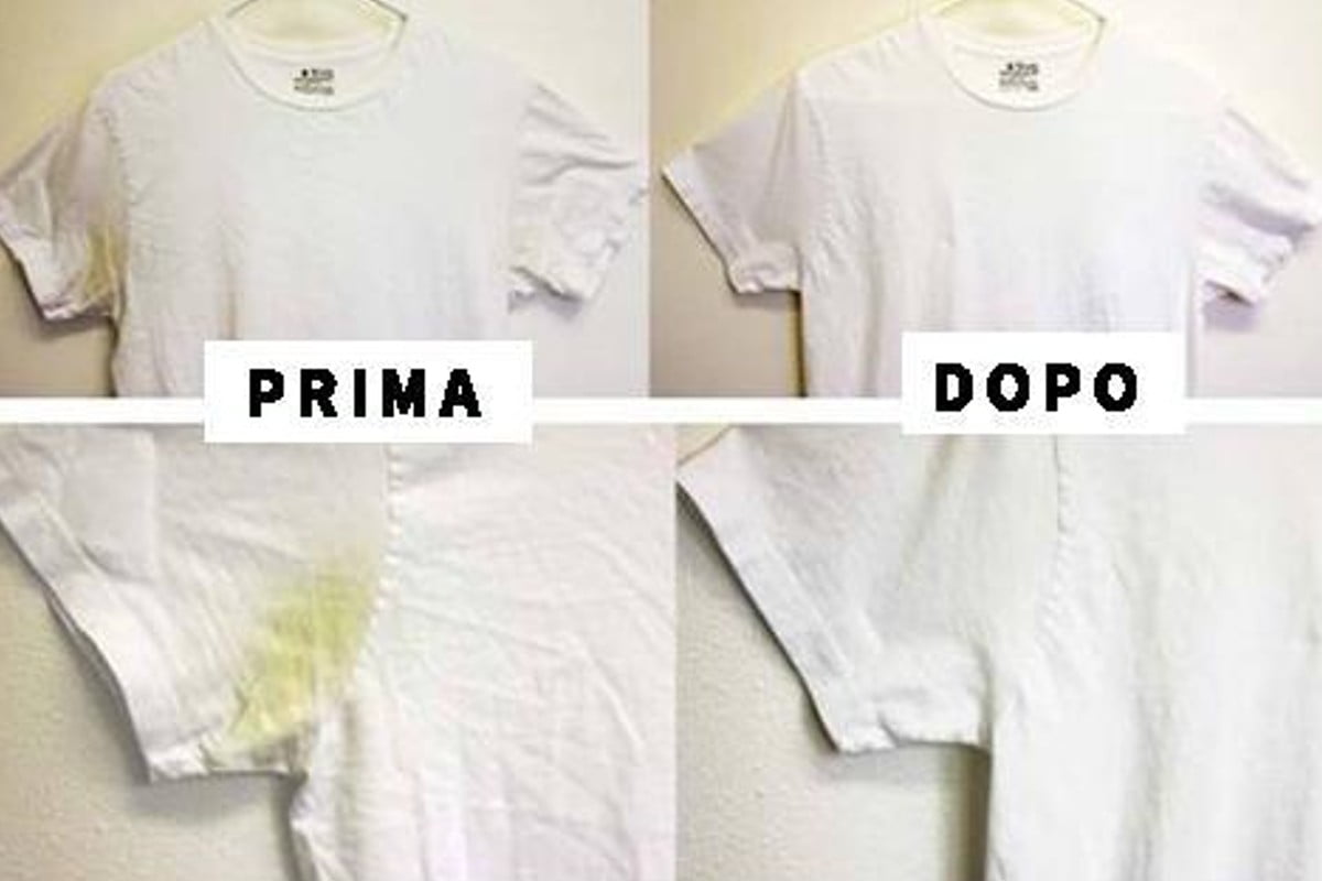 eliminare gli aloni di sudore aloni gialli di sudore