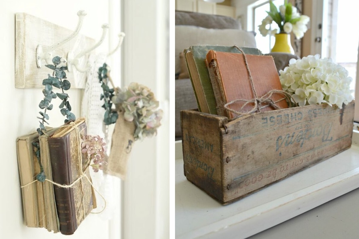 10 modi intelligenti per arredare vecchi libri