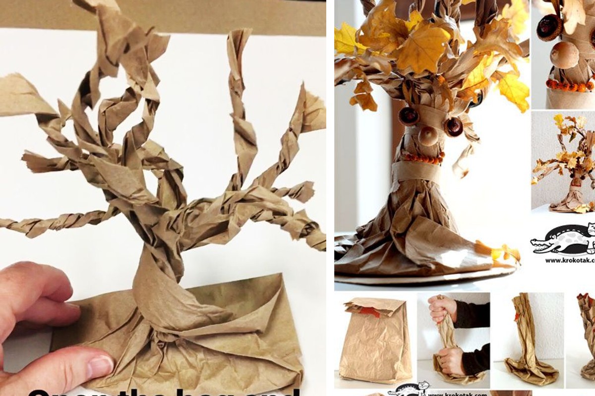 albero autunnale con sacchetto di albero di carta 1