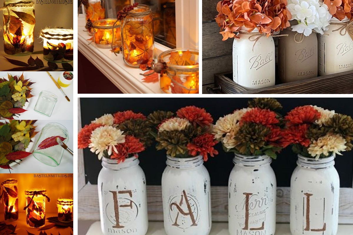 riciclo creativo dei barattoli di riciclo barattoli di vetro autunno