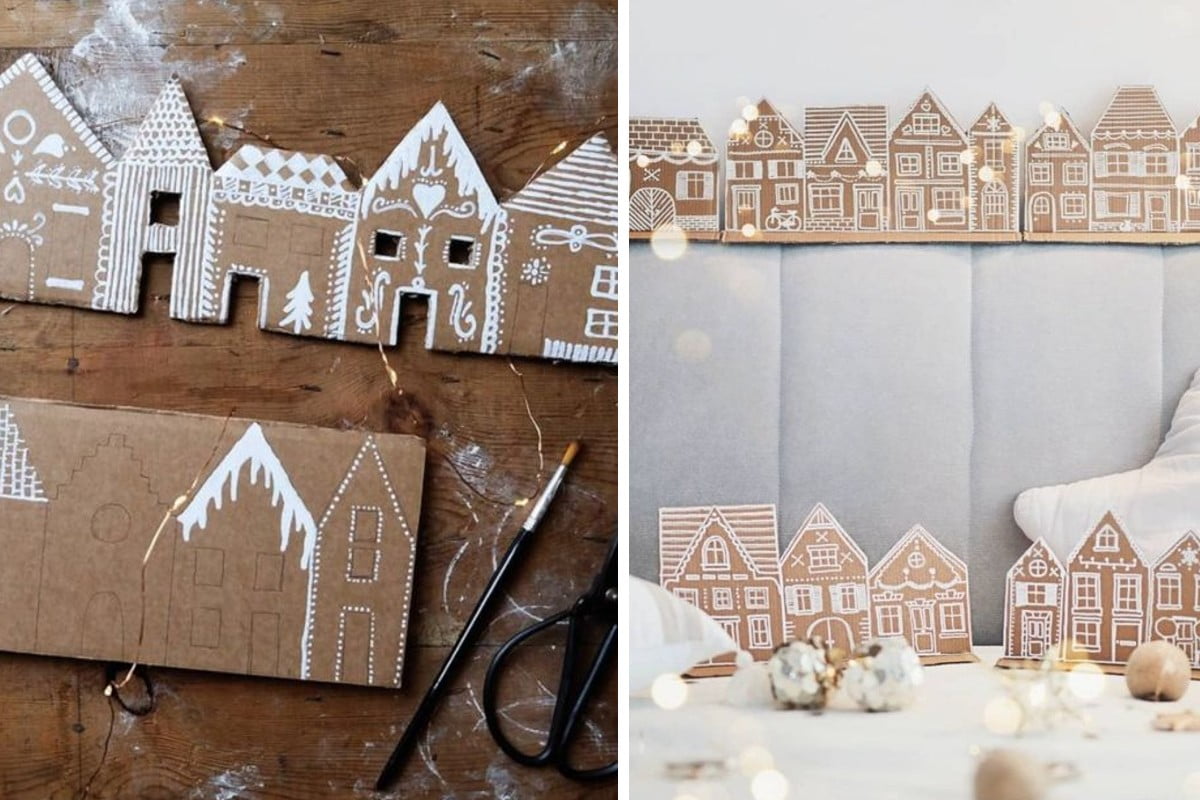 29 ornamenti di natale fai da te PAESAGGI NATALIZI CON CARTONE